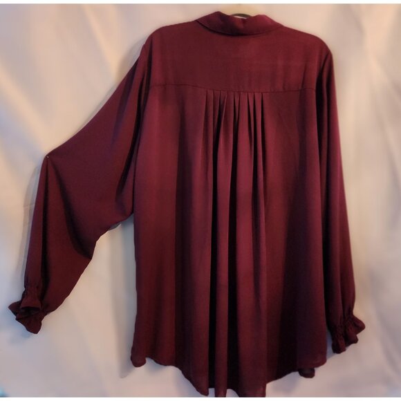 Lane Bryant Tops - Lane Bryant Wine Semi Sheer Blouse HiLo Swing - Plus Size 18-20 NWOT